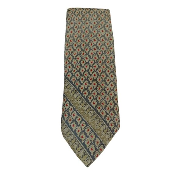 Vintage Yves Saint Laurent Tie Mens All Silk 3" Wide/55" Navy Red Business - Picture 1 of 4